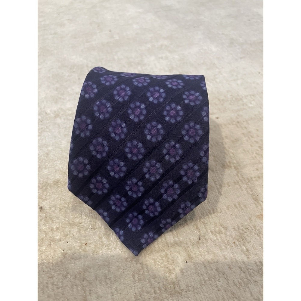 Gian Marco Venturi Vintage Purple Flower Silk Men's Tie 3.5" Made In Italy